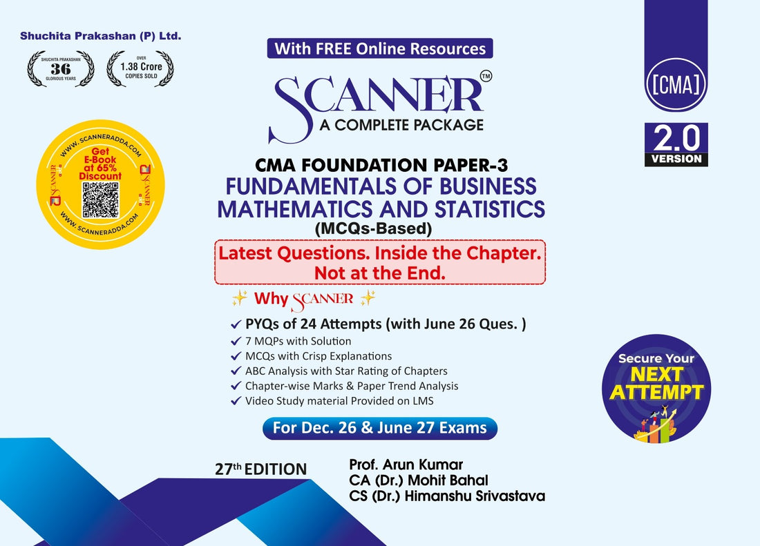 CMA Foundation Paper - 3 Fundamentals of Business Mathematics and Statistics For Dec. 26, June 27 - Scanner Adda