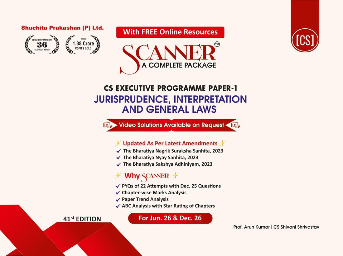 CS Executive Paper - 1 Jurisprudence, Interpretations and General Laws For Jun'26, Dec'26