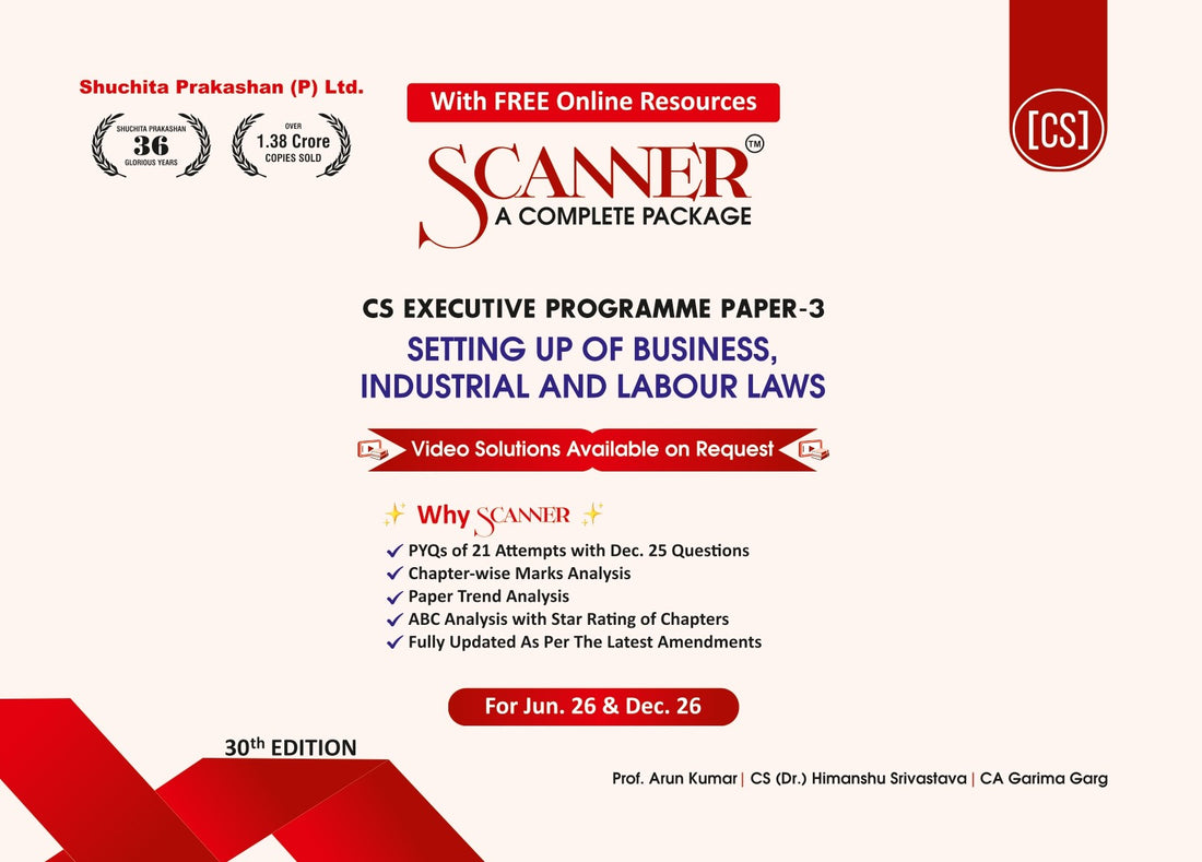 CS Executive Paper - 3 Setting up of Business, Industrial and Labour Laws For Jun'26, Dec'26